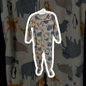Carter’s 3T Baby Animal Print Footed Sleeper Pajamas light blue